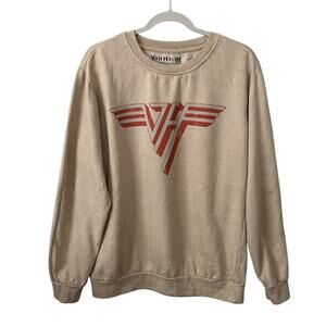 Van Halen World Tour Sweatshirt Adult Size Medium Logo Fleece Crew Neck Beige